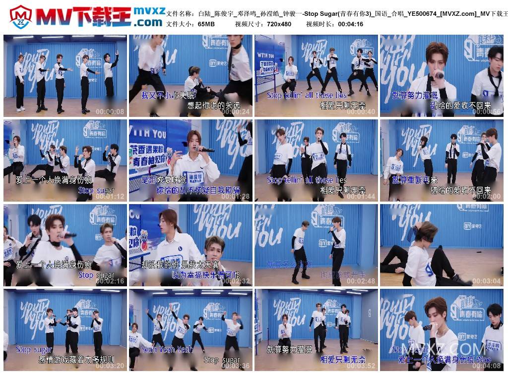 白陆_陈俊宇_邓泽鸣_孙滢皓_钟骏一-Stop Sugar(青春有你3)_国语_合唱_YE500674